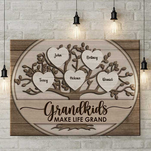 Les petits-enfants rendent la vie magnifique - Toile horizontale personnalisée - Cadeau pour les grands-parents