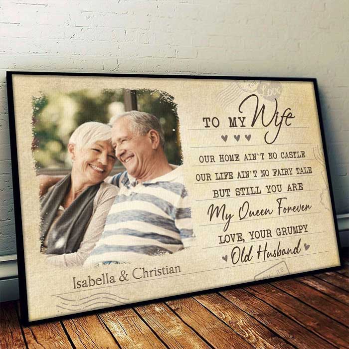 You're My Queen Forever - Upload Image, Gift For Couples - Personalized Horizontal Poster.