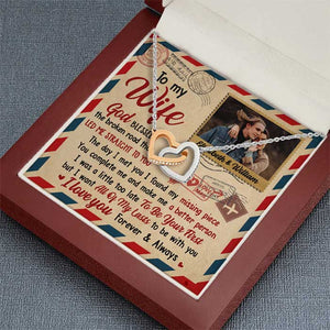 You're My Missing Piece - Upload Image, Gift For Couples - Personalized Interlocking Hearts Necklace.