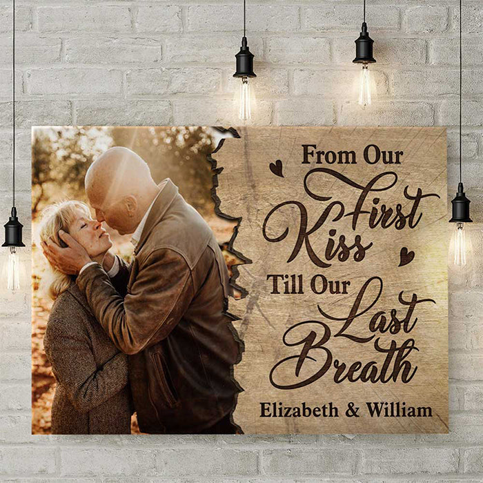 Dès notre premier baiser - Toile horizontale personnalisée - Télécharger une image, cadeau pour couple, mari et femme