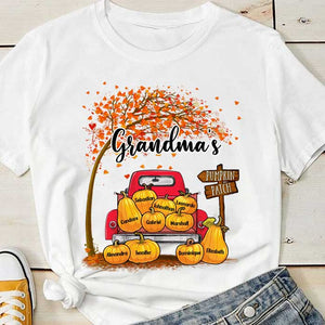 Grandma's Pumpkin Patch Fall - Personalized Unisex T-Shirt.
