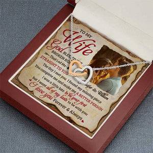 I Love You Forever & Always - Upload Image, Gift For Couples - Personalized Interlocking Hearts Necklace.