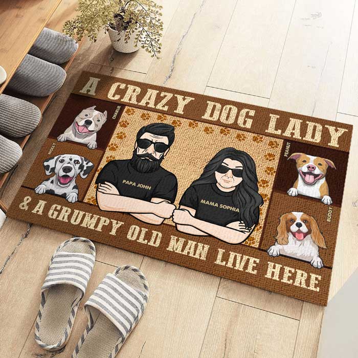 Une folle aux chiens - Tapis décoratif personnalisé - Cadeau pour les amoureux des animaux