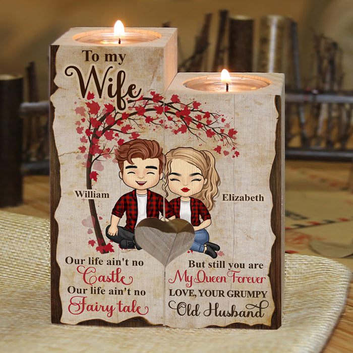 You're My Queen Forever - Gift For Couples, Personalized Candle Holder.