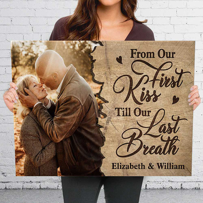 Dès notre premier baiser - Toile horizontale personnalisée - Télécharger une image, cadeau pour couple, mari et femme