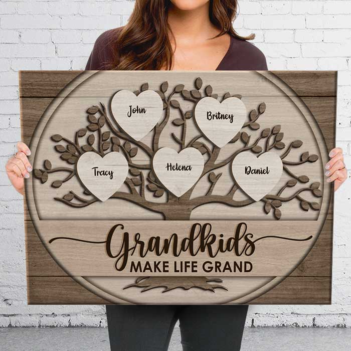 Les petits-enfants rendent la vie magnifique - Toile horizontale personnalisée - Cadeau pour les grands-parents
