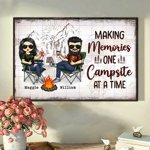 Making Memories One Campsite At A Time - Gift For Camping Couples, Personalized Horizontal Poster.