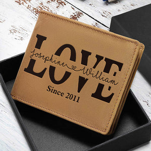 Je t'aimerai toujours - Portefeuille à deux volets personnalisé - Cadeau pour couple, mari et femme