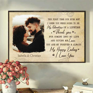 You Are My Happy Ending - Upload Image, Gift For Couples - Personalized Horizontal Poster.