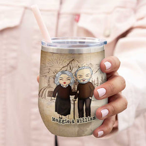Baby, Let's Go Camping - Gift For Camping Couples, Personalized Wine Tumbler.