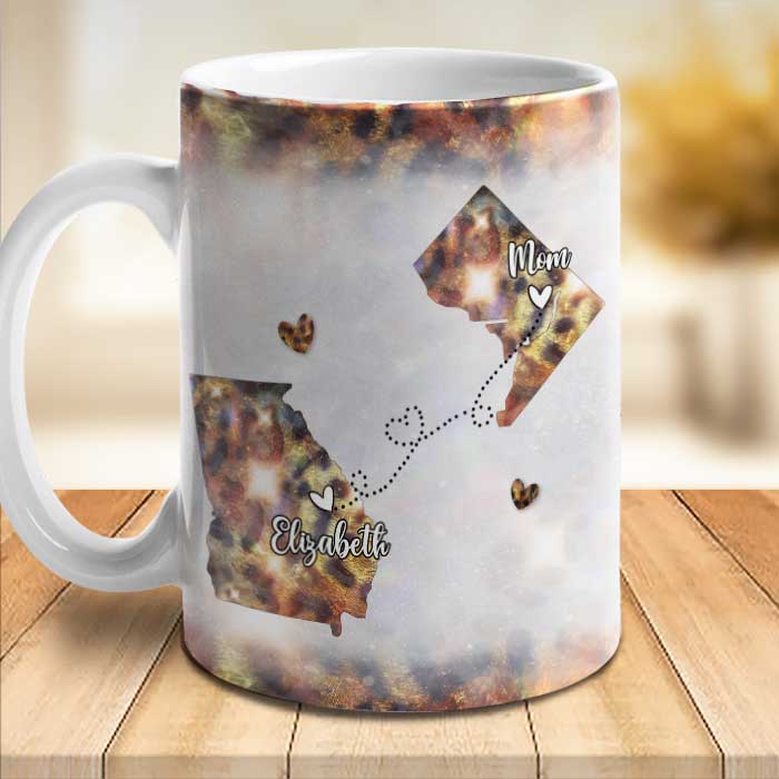 À des kilomètres de distance, mais proches au cœur - Cadeau pour maman - Tasse personnalisée