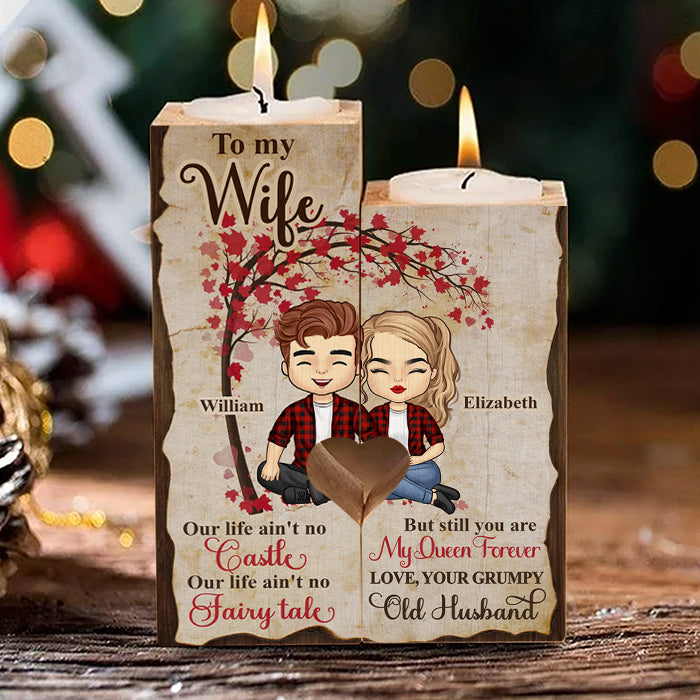 You're My Queen Forever - Gift For Couples, Personalized Candle Holder.