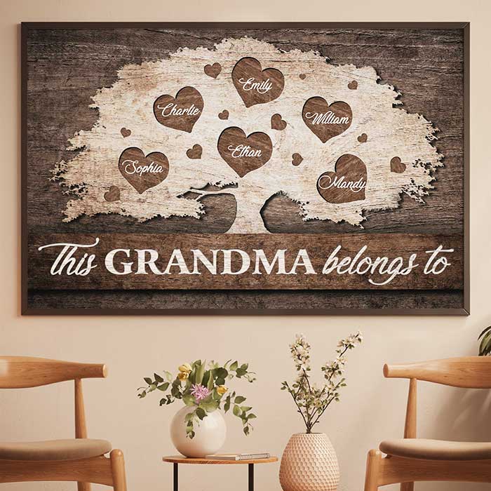 This Grandma Belongs To These Kids - Personalized Horizontal Poster.