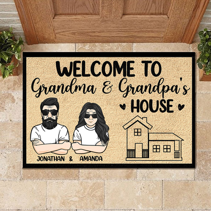 Welcome To Grandma and Grandpa's House - Personalized Decorative Mat.