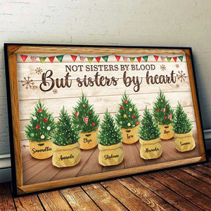 Not Sisters By Blood But Sisters By Heart - Personalized Horizontal Poster.