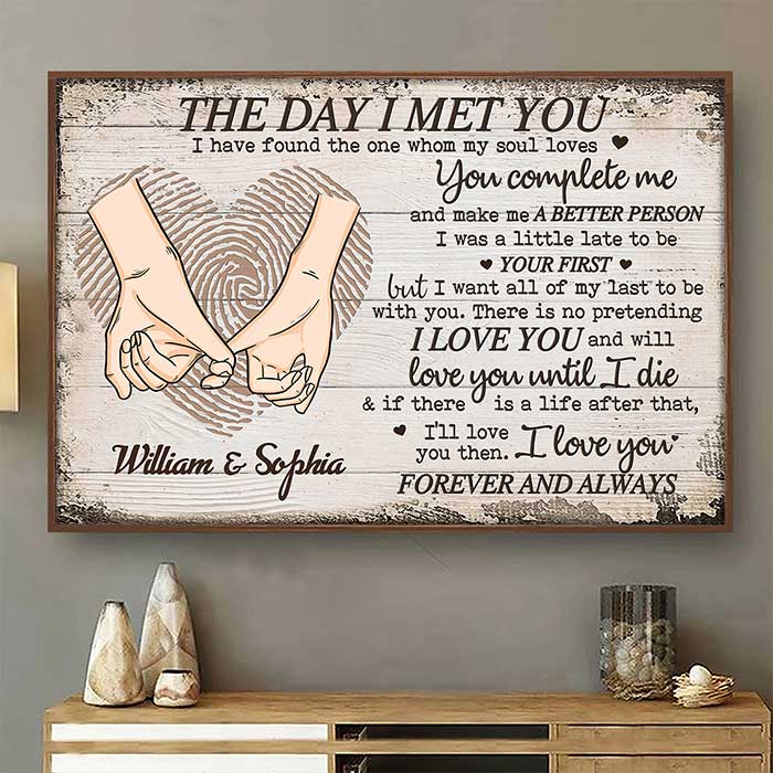 Love You Forever And Always - Gift For Couples, Husband Wife, Personalized Horizontal Poster.