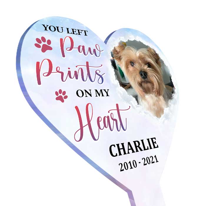 You Left Paw Prints On Our Hearts - Personalized Custom Acrylic Garden Stake.
