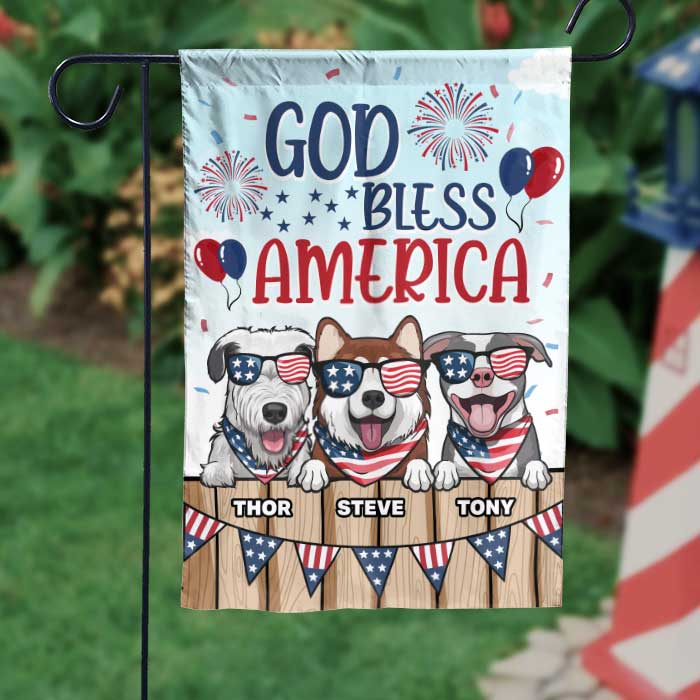 God Bless Our America - 4th Of July Decoration - Personalized Dog Flag.