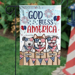 God Bless Our America - 4th Of July Decoration - Personalized Dog Flag.