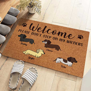Welcome, Please Don't Step On My Wiener - Funny Personalized Decorative Mat.