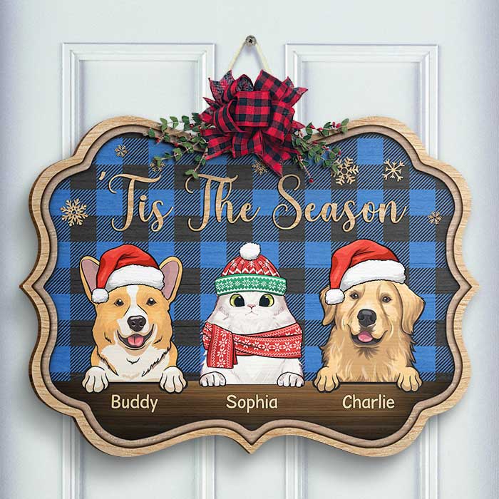 Happy Pawlidays - Christmas Is Coming - Personalized Shaped Door Sign.