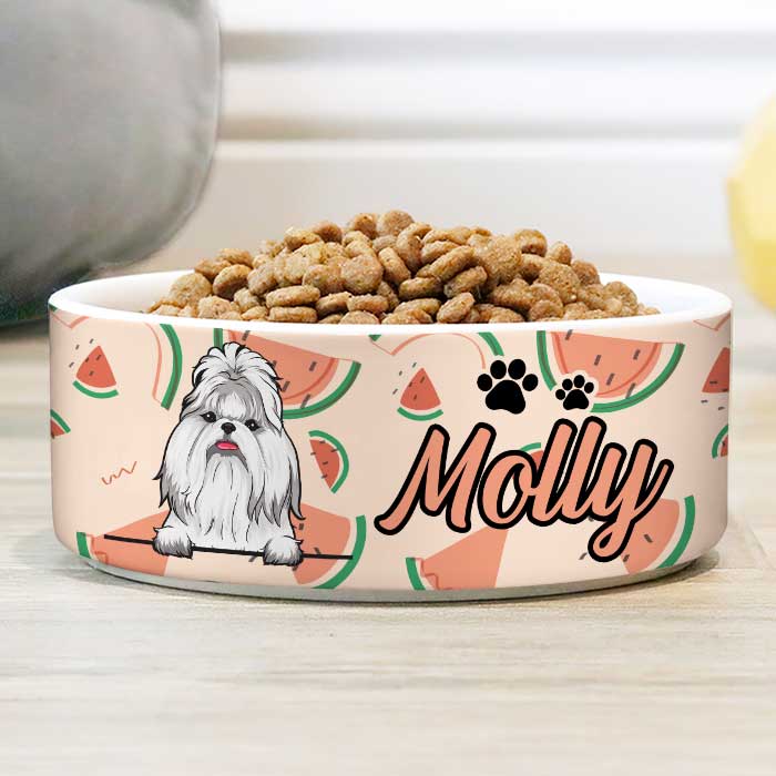 Summer Fruit, Gift For Dog Lovers - Personalized Custom Dog Bowls.