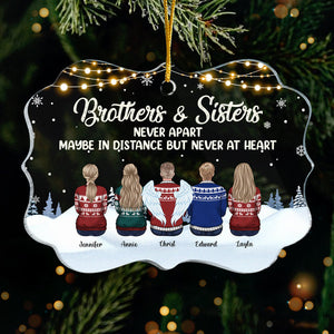 Brothers & Sisters Will Always Be Connected By Heart - Family Personalized Custom Ornament - Acrylic Benelux Shaped - New Arrival Christmas Gift For Siblings, Brothers, Sisters
