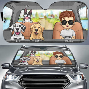 Moi et mes chiens adorés - Pare-soleil de voiture personnalisé - Cadeau pour les amoureux des animaux