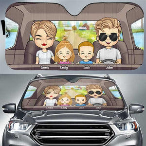 Voyage en famille - Pare-soleil auto personnalisé - Cadeau pour couple, mari et femme