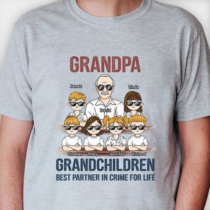 Grand-père et petits-enfants, meilleurs partenaires pour la vie - T-shirt unisexe personnalisé, sweat à capuche, sweat-shirt - Cadeau pour grand-père et grands-parents