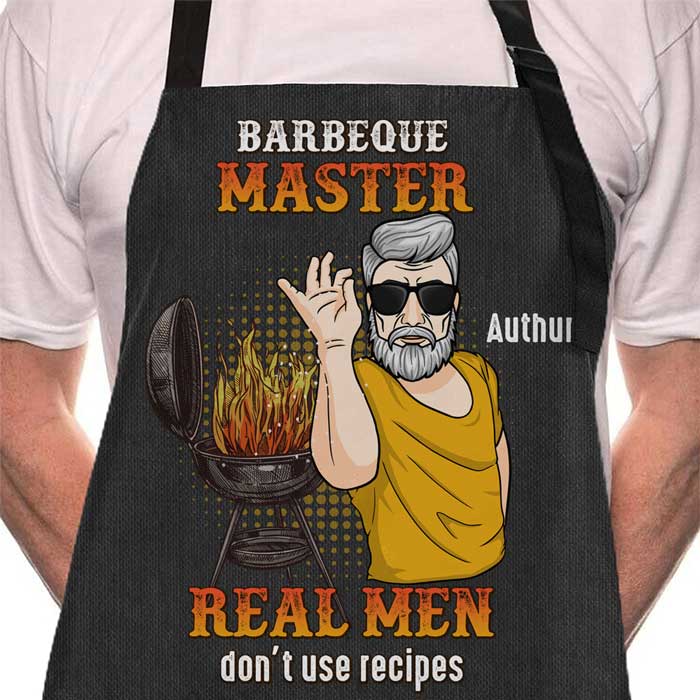 Les vrais hommes n'utilisent pas de recettes - Tablier personnalisé - Cadeau pour papa