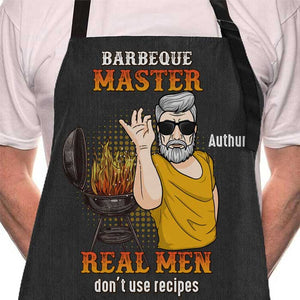 Les vrais hommes n'utilisent pas de recettes - Tablier personnalisé - Cadeau pour papa