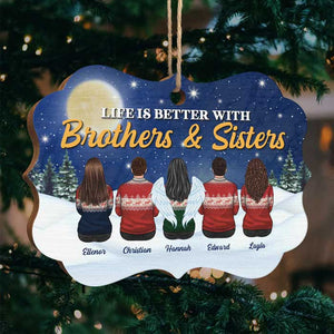 La vie est meilleure avec des frères et sœurs - Décoration de Noël en bois personnalisée en forme de Benelux - Cadeau pour frères et sœurs, cadeau de Noël