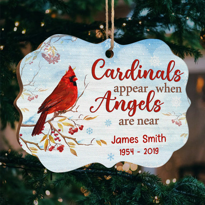 Les cardinaux apparaissent lorsque les anges sont proches - Décoration de Noël en bois personnalisée en forme de Benelux - Cadeau commémoratif, cadeau de condoléances, cadeau de Noël