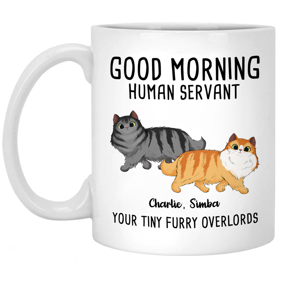 Bonjour, serviteur humain - Tasse personnalisée pour chat - Cadeau pour les propriétaires et les amoureux des animaux