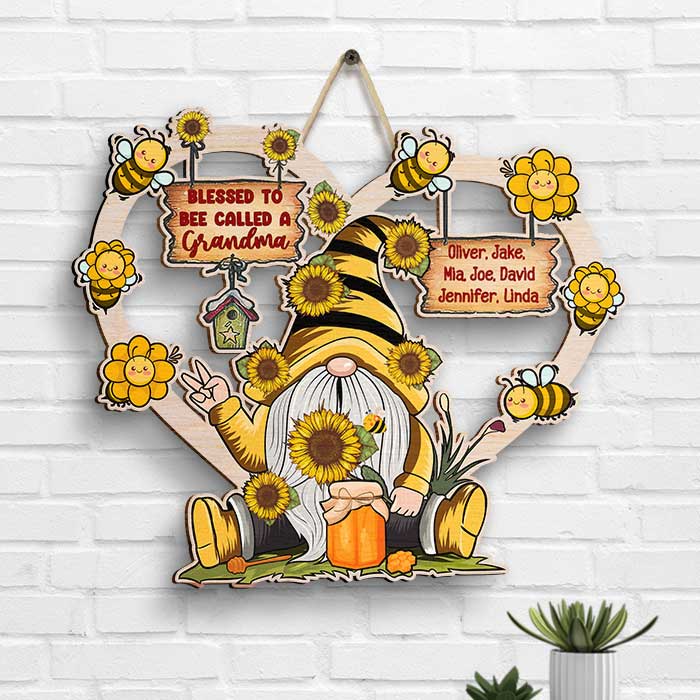 Béni soit mon nom de grand-mère ! Panneau en bois personnalisé ! Cadeau pour grand-mère et grands-parents