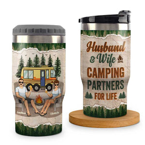 Asseyons-nous près du feu de camp - Glacière personnalisée - Cadeau pour les couples, cadeau pour les amateurs de camping