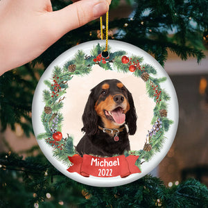 Passez des fêtes chaleureuses et douillettes ! Décoration de Noël ronde personnalisée en céramique avec photo ! Téléchargez une image, cadeau pour les amoureux des animaux, cadeau de Noël.