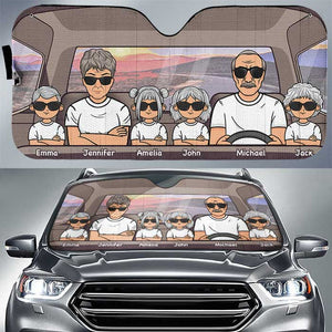 Joyeux voyage en famille - Pare-soleil de voiture personnalisé - Cadeau pour couple, mari et femme