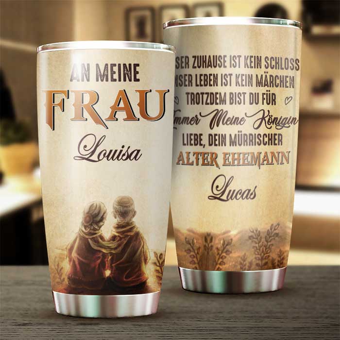 An Meine Frau - Du Bist Meine Königin Für Immer - Cadeau pour les couples, mari femme - Gobelet personnalisé allemand 