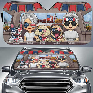 Pare-soleil personnalisé pour voiture, cadeau pour couple et chien, 4 juillet