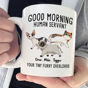 Bonjour, serviteur humain - Tasse personnalisée pour chat - Cadeau pour les propriétaires et les amoureux des animaux