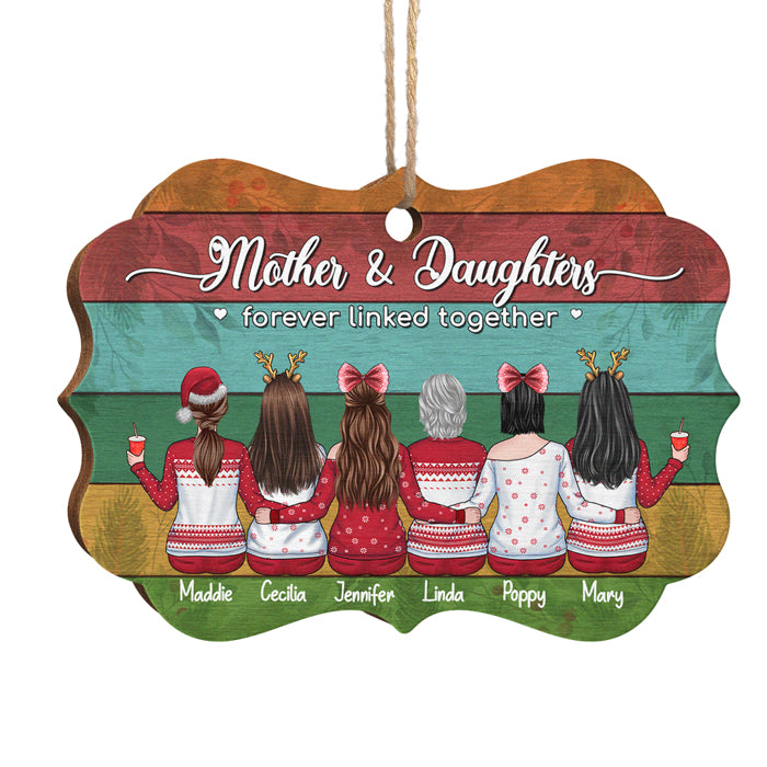 Mère et filles unies pour toujours - Décoration de Noël en bois personnalisée en forme de Benelux - Cadeau pour la famille, cadeau de Noël