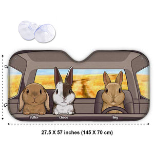 Famille de lapins - Pare-soleil de voiture personnalisé - Cadeau pour les amoureux des animaux