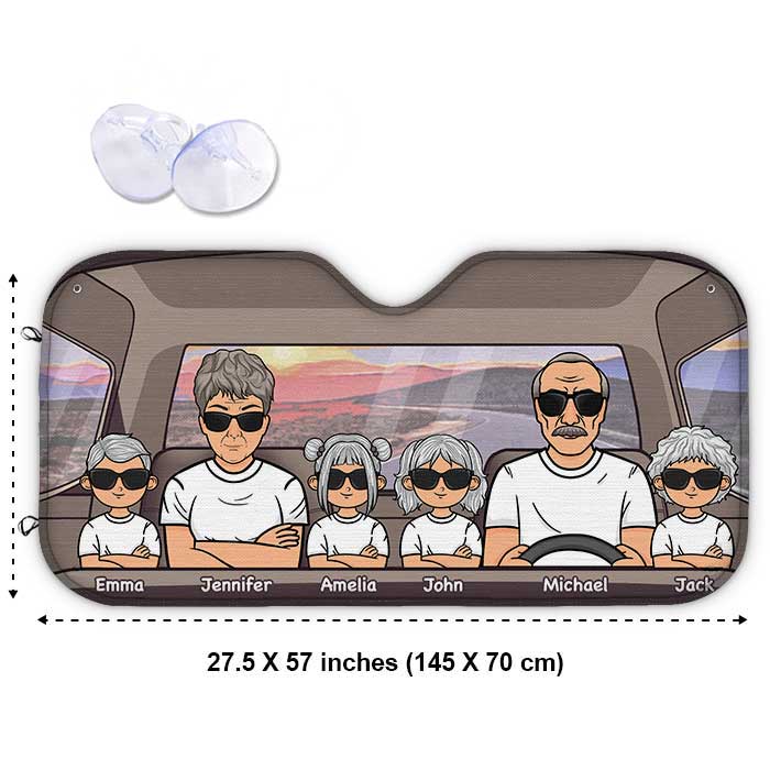 Joyeux voyage en famille - Pare-soleil de voiture personnalisé - Cadeau pour couple, mari et femme