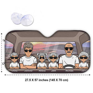 Joyeux voyage en famille - Pare-soleil de voiture personnalisé - Cadeau pour couple, mari et femme