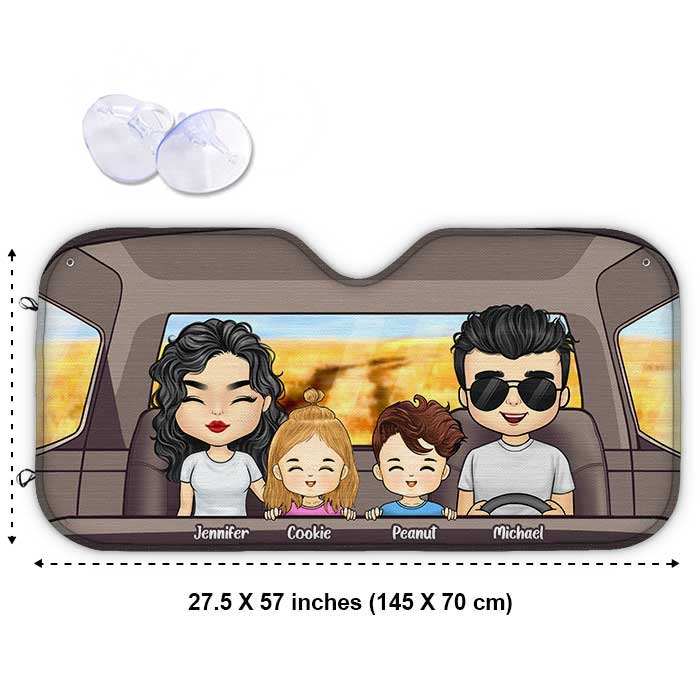 Voyage en famille - Pare-soleil auto personnalisé - Cadeau pour couple, mari et femme