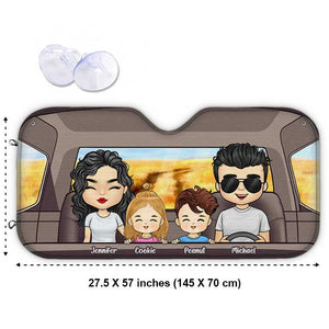 Voyage en famille - Pare-soleil auto personnalisé - Cadeau pour couple, mari et femme