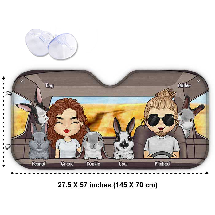Voyage en famille avec un lapin - Pare-soleil de voiture personnalisé - Cadeau pour couple, mari et femme