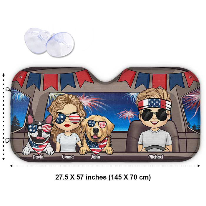 Pare-soleil personnalisé pour voiture, cadeau pour couple et chien, 4 juillet